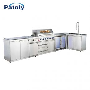Modern Stainless Steel Gas BBQ Grill with Piezo Ignition Flame Safety Device-Multifunction Outdoor Grill 